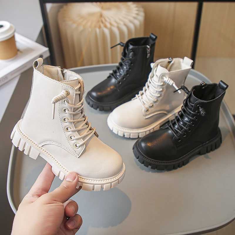 100% Cotton Linen Cotton Linen Cotton Boots Spring Autumn Girls Causal Black Leather Boots Fashion Non-slip Kids School Thick Bottom Boots XJ250812