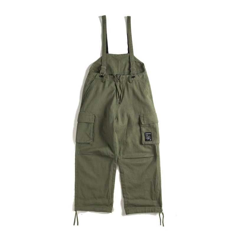 Firmranch New Autumn/Spring Men Amekaji Wide Baggy Suspenders Casual Ins Popular Loose Pockets Cargo Bib Pants Jumpsuit Trousers X250812