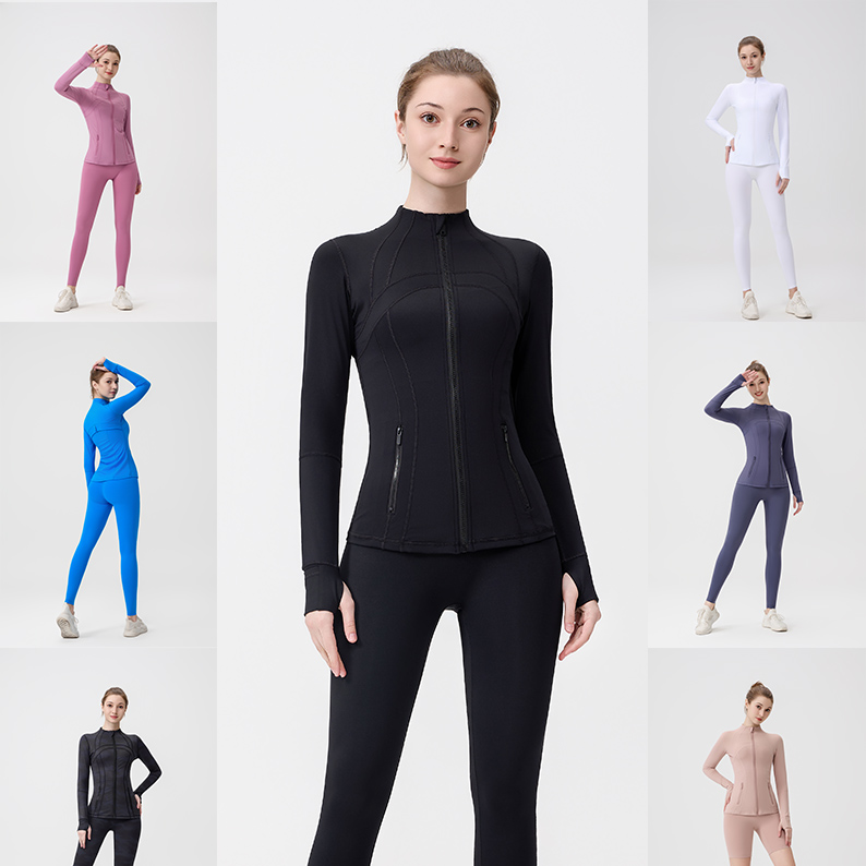 Womens Yoga long clothes sleeves Jacket Cropped Pants Shorts Suits Outfit Solid Color Sports Shaping Waist Fitness Jogging Sportswear For Lady Define Leggings