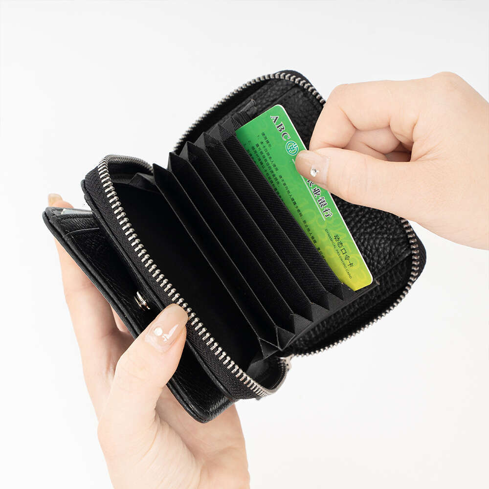 Japanese and Korean New Genuine Leather Fashion Multi-Card Slot Accordion Card Holder Large Capacity Women's Cowhide Wallet designer wallet B5 B5