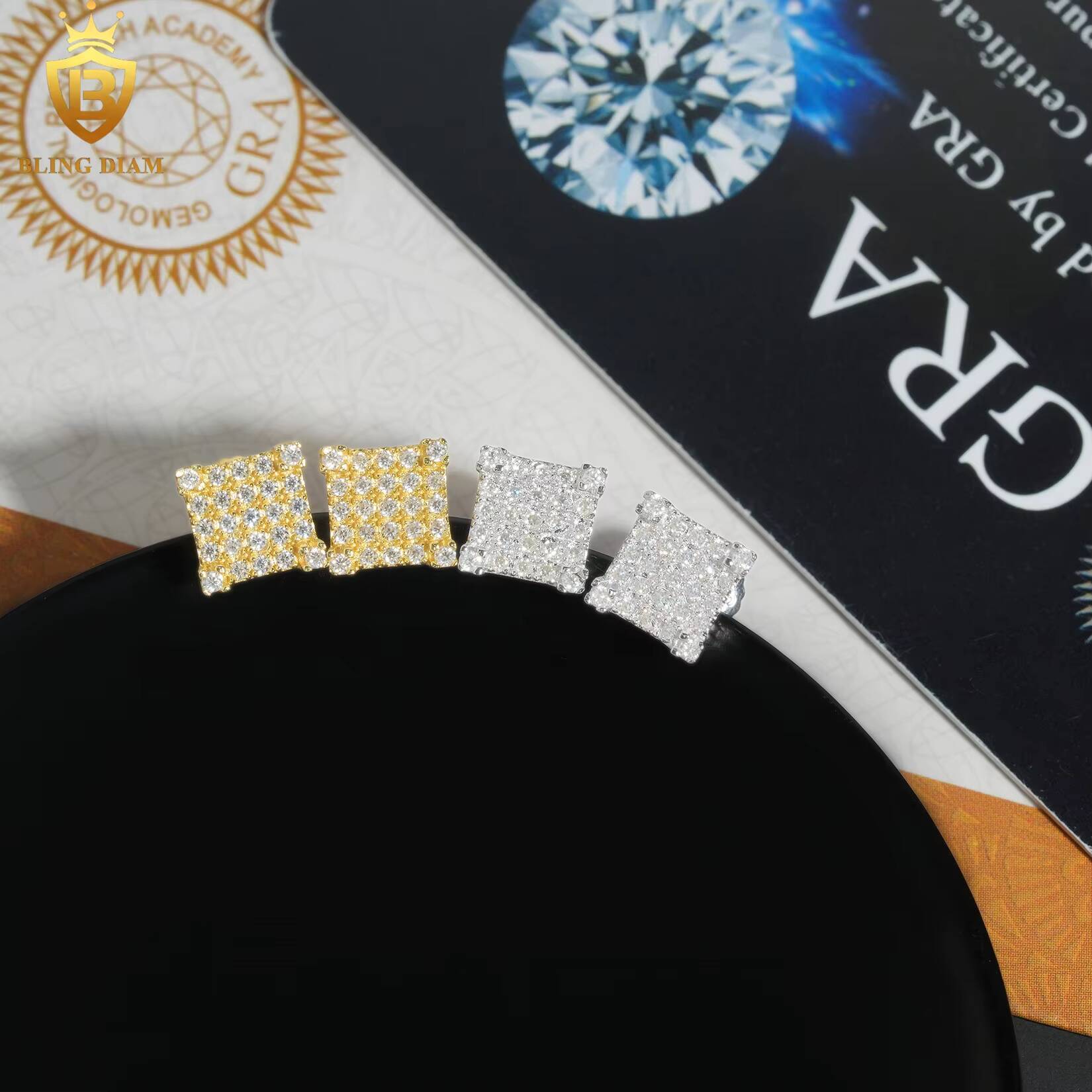 Fashion Jewelry 925 Sterling Silver Gold Plated Vvs1 Moissanite Iced Out Cross Long Earrings Handmade Wholesale Collection