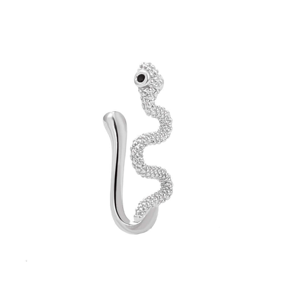 Metal Non-Piercing U-Shaped Clip Snake-Shaped Fake Stud Nose Ring Body Piercing Jewelry for Men and Women