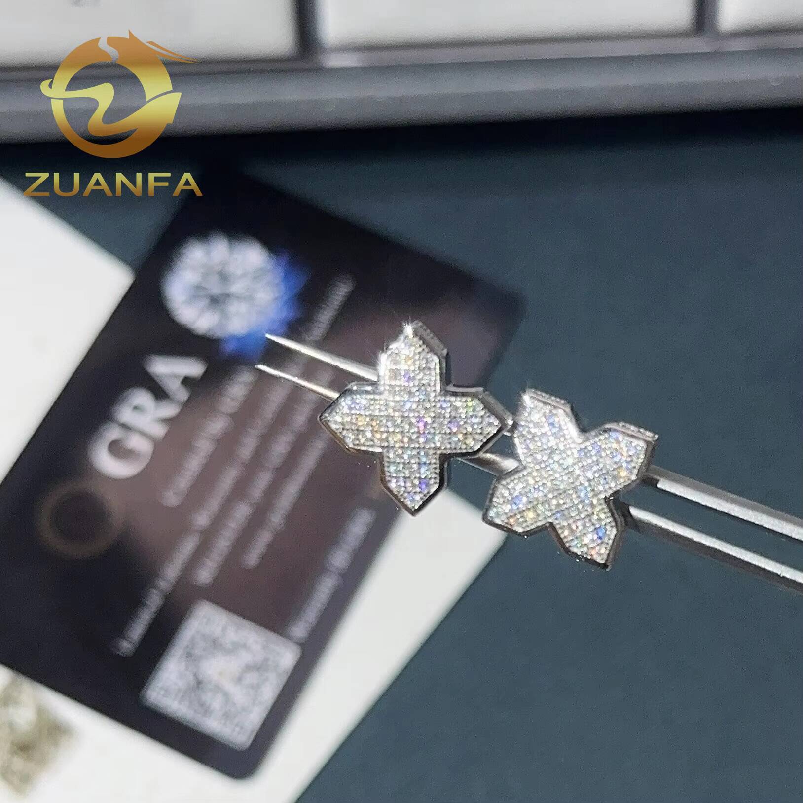 New Arrival Pass Diamond Tester X Shape Hip Hop Moissanite Stud Earring 925 Sterling Silver Earrings Screw Back for Men