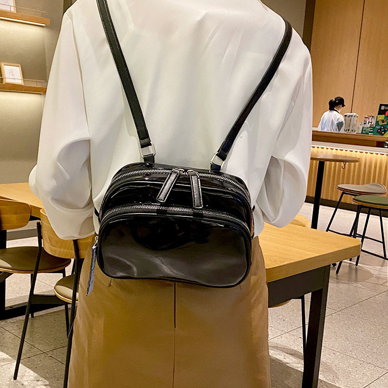 Minimalist PU Leather Women's New Black College Style Student School Bag Casual Versatile Backpack for Women