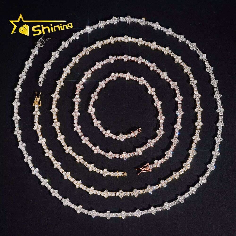 Hot Selling Gold Plated Necklace 3mm Sier Corss Moissanite Tennis Chain GRA Certificated Custom Chains for Men Women