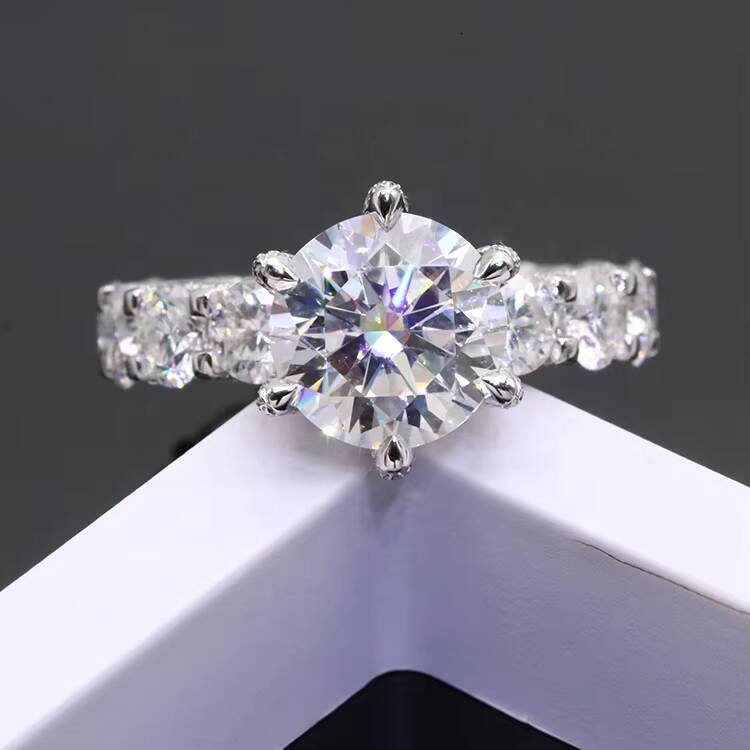 14K White Gold Wedding Ring 3 CTs Moissanite Diamond Ring With GRA Certificate