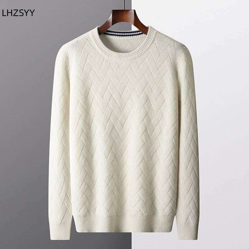 LHZSYY Men' New 100%Cashmere Sweater Winter O-Neck Mat Pullovers Long Sleeve Loose Plus Size Base Shirt Thicken Casual Knit Tops 250812