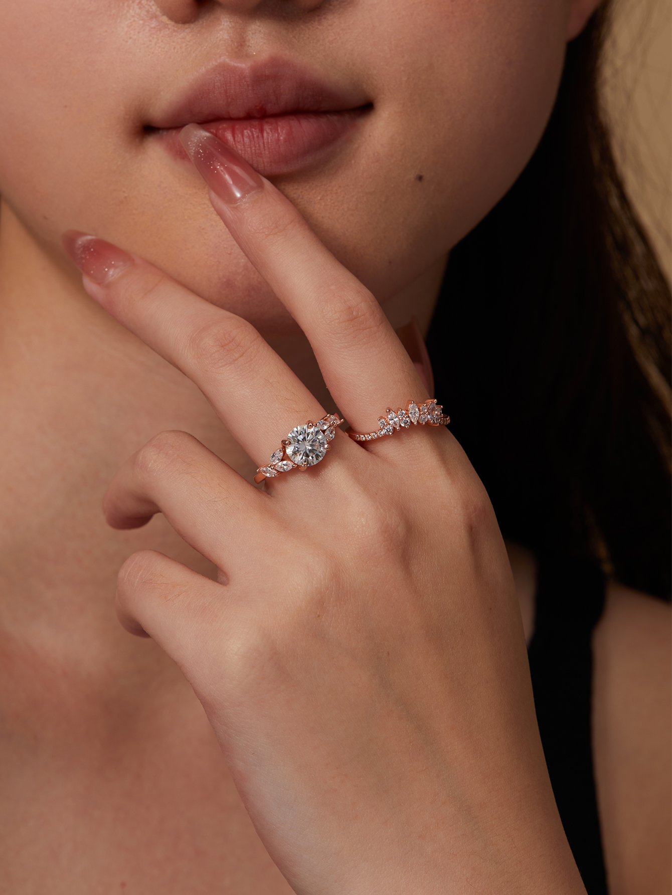 MT Premium Jewelry Moissanite Engagement Wedding Ring Set, Women's 925 Sterling Silver 2 pcs Detachable Stackable Ring Set, Anniversary Band Set 