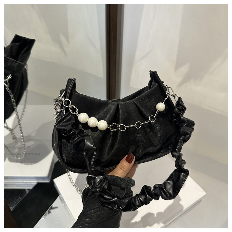 Summer Stylish Cloud Solid Color Chain Pleated Fashionable Casual New Single Shoulder Underarm Bag for Women ddmymarket