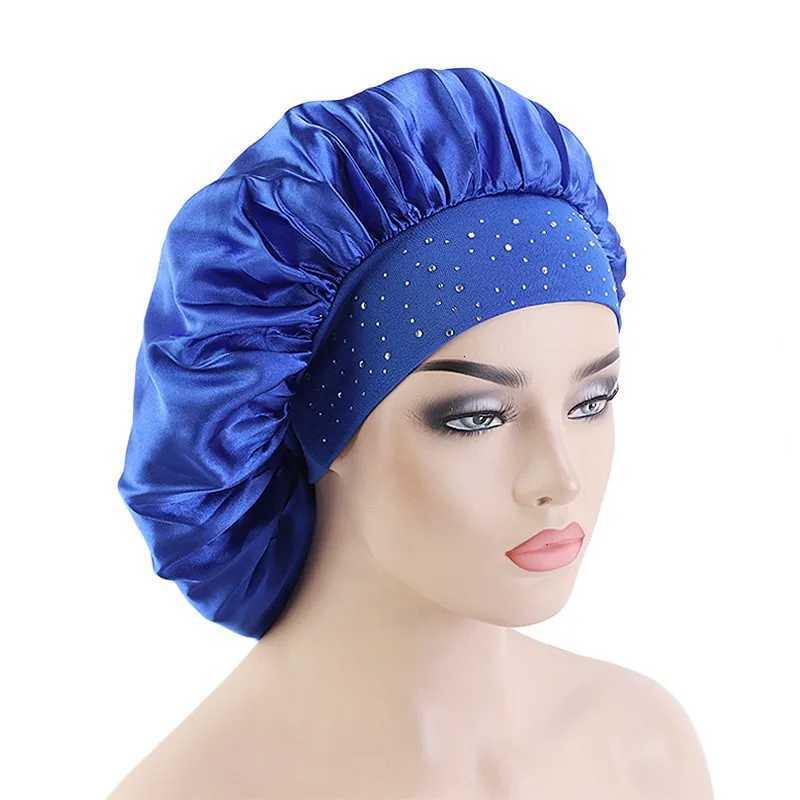 Big Size Beauty Satin Bonnet for Women Pure Color Sleep Night Cap Head Cover Turban African Headwear Bandanas Headwrap XJ250812