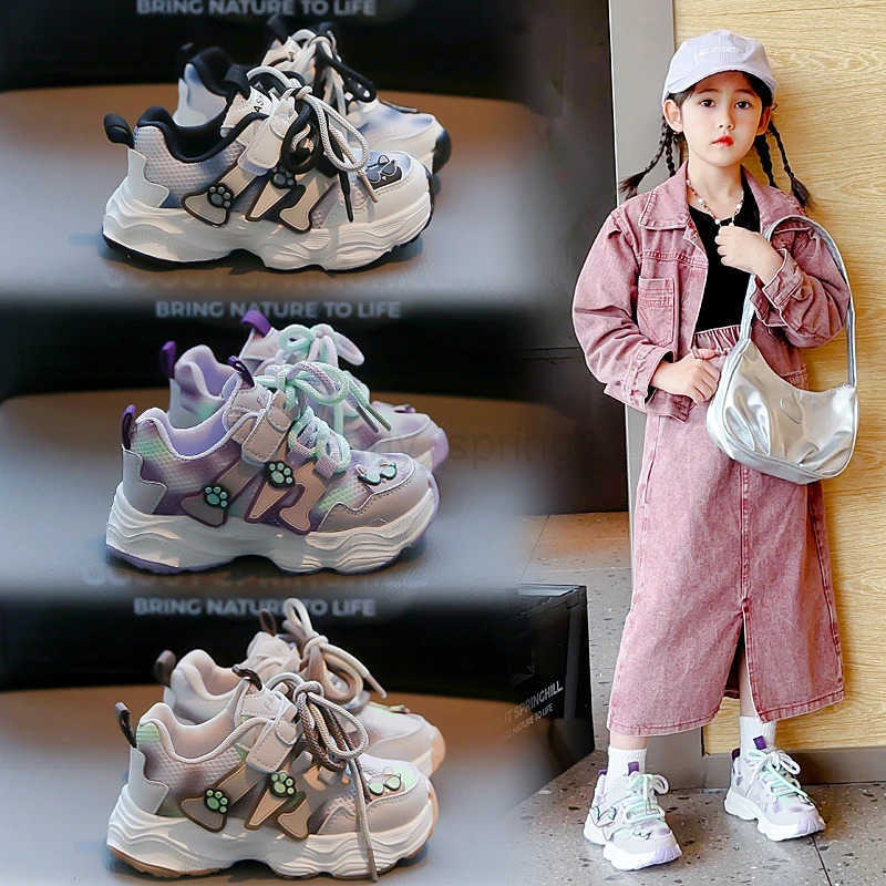 2025 Spring New Girls Boots Childrens Shoes Sports Shoes Soft Soled Girls Casual Shoes Breathable Mesh Shoes Kids Shoes T250812