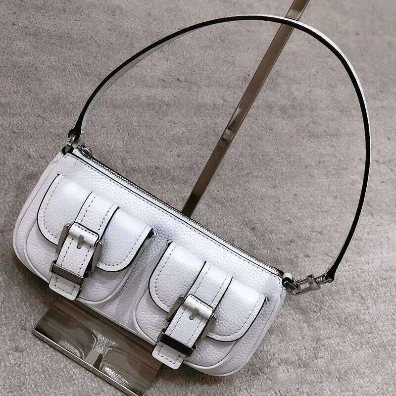 FIRMRANCH Retro Motorcycle Style Spicy Girl One Shoulder Underarm Bag Pink Canvas Design Purse