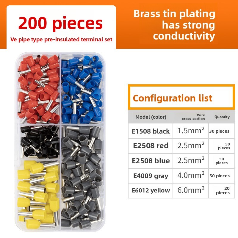 VE European Tube Type Wiring Terminal Combination Boxed Special Set Crimping Pliers 6-4