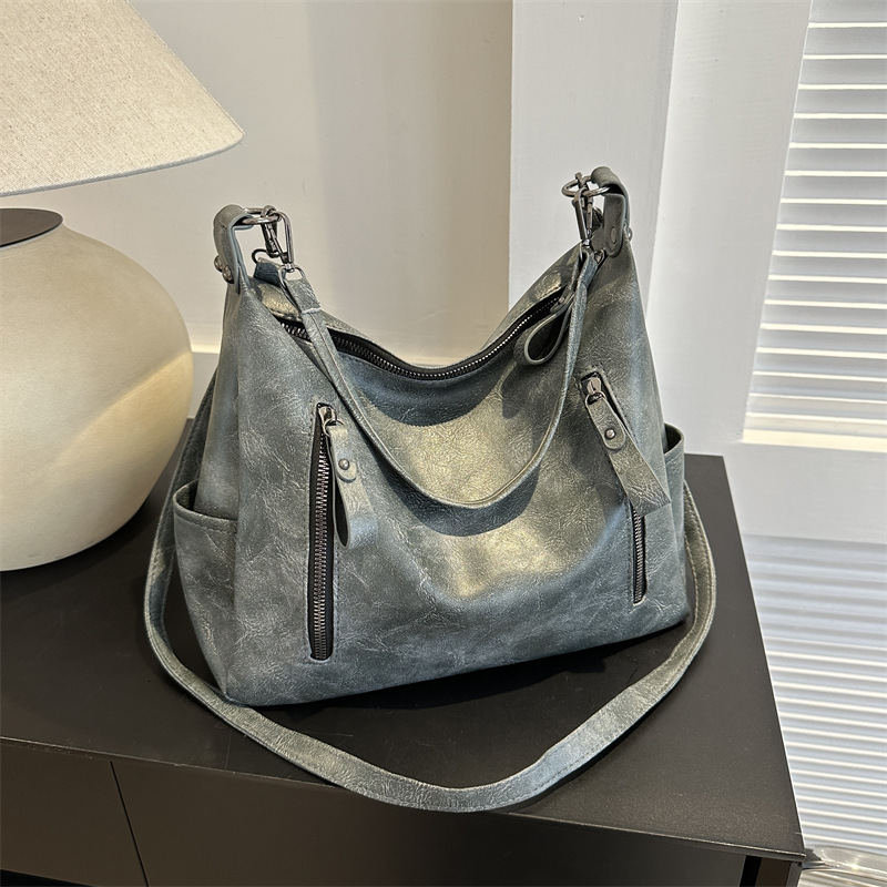 Textured Large Capacity Multi Zipper New Autumn Casual Simple Single Shoulder Commuter Tote Crossbody Women s Bag ddmymarket