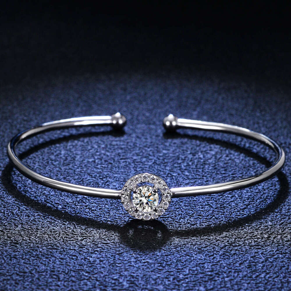Sier Moissanite Stone Round Jewelry Wrap Designer Bracelet for Women Live Stream TikTok Direct