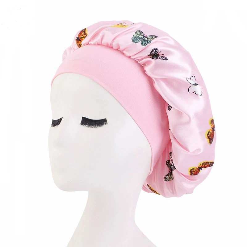 Beautiful Butterfly Printed Bonnet Elastic Bandanas Night Sleep Cap Womens Hair Care Turban Headwrap Bathroom Shower HeadwearXJ250812