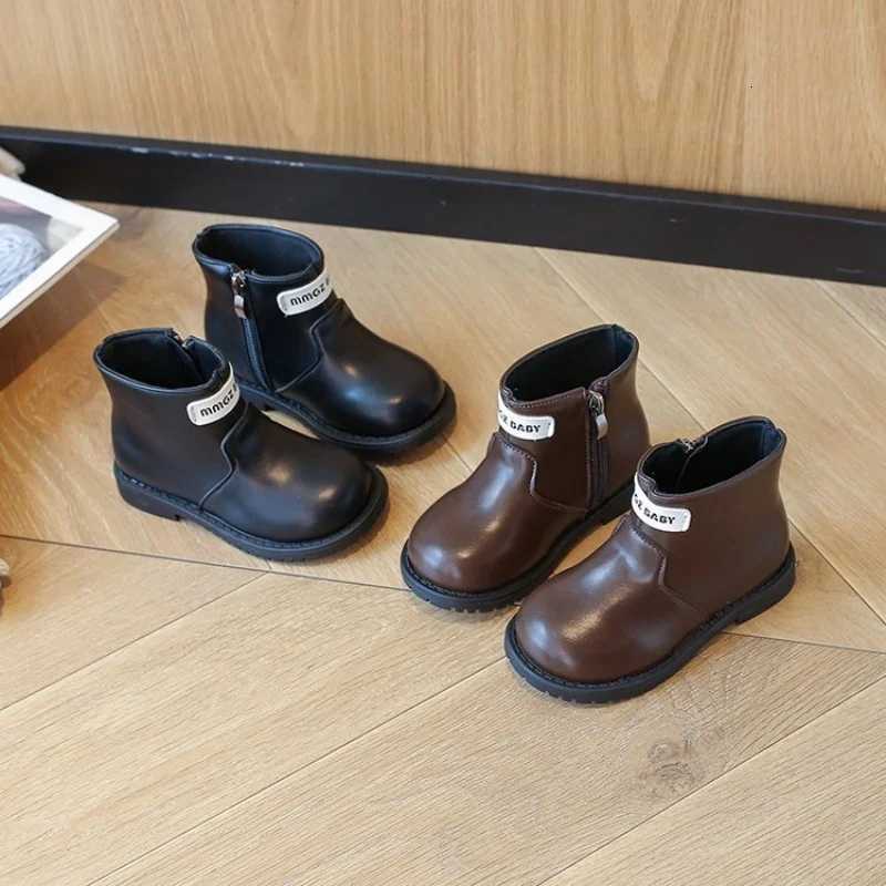 2025 Autumn Winter New Children Leather Shoes for Girls Fashion British Style Soft Bottom Anti-slippery Versatile Short Boots XJ250812