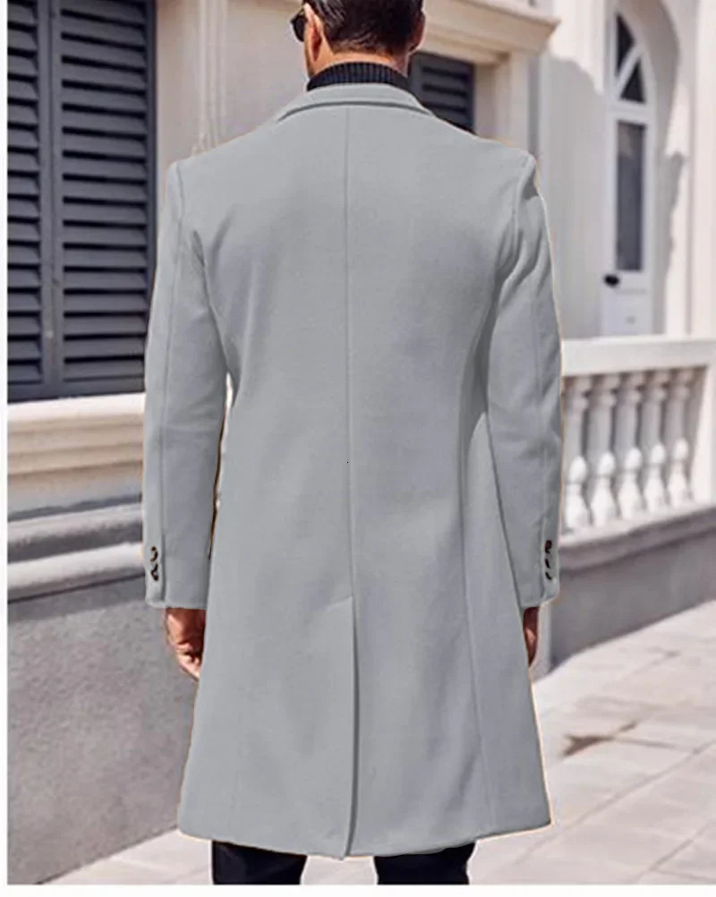 Thick Woolen Mens Coat Large Size Long Coat Double Breasted Jacket for Men 250811