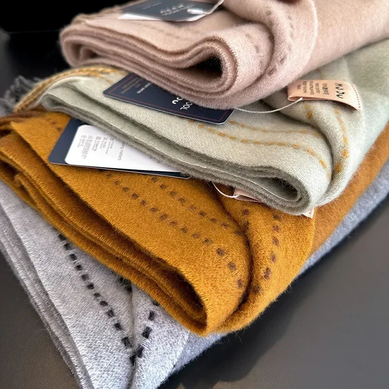 High Quality Soft Warm Thick Scarf Women Men 100% Wool Double-sided Tassel Muffler Male Female Thermal Classic Shawl Ladies 250812