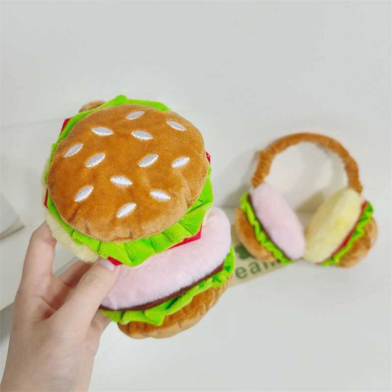 1Pc Funny Hamburger Ear Warmer Fun Plush Earmuffs for Men and Women Foldable Thickened Student Riding Windproof and Cold Ear Warmer XJ250812