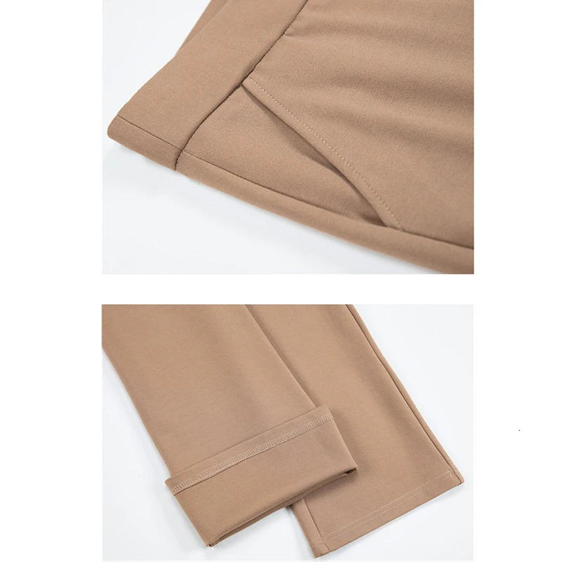 Black Womens Elastic Waist Pants Fashion Slim Flare Pant Khaki Camel Trousers Navy Blue Pantalones Female Asian Size S10XL 250811