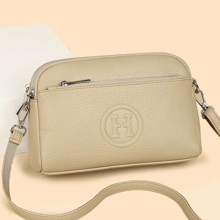 Women's Phone Crossbody 2025 New Versatile Simple Korean Style Letter Leather Fashion Zipper Bag