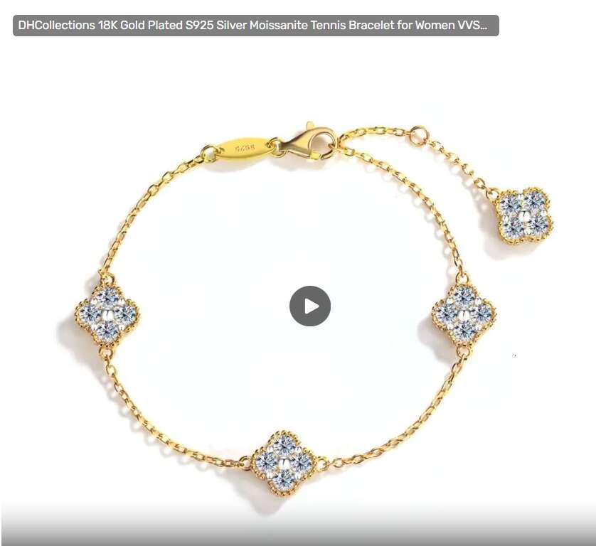 DH Collections Gold Plated S Sier Moissanite Tennis Bracelet for Women VVS Dia Quality with GRA Certificate Elegant Charm Jewelry