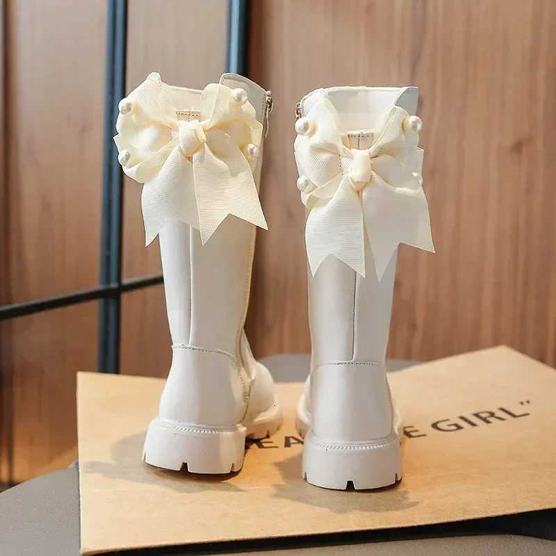 2024 Autumn Winter Fashion High Top Knee Length Boots Children Shoes New Student Shoes Girls Princess Shoes with Bow Kids Boots XJ250812