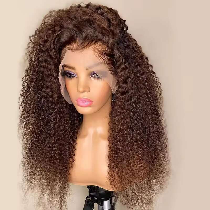 13X4 Lace Front Human Pre Plucked Virgin Brazilian Hair Glueless Curly Wigs 180% Density For Woman