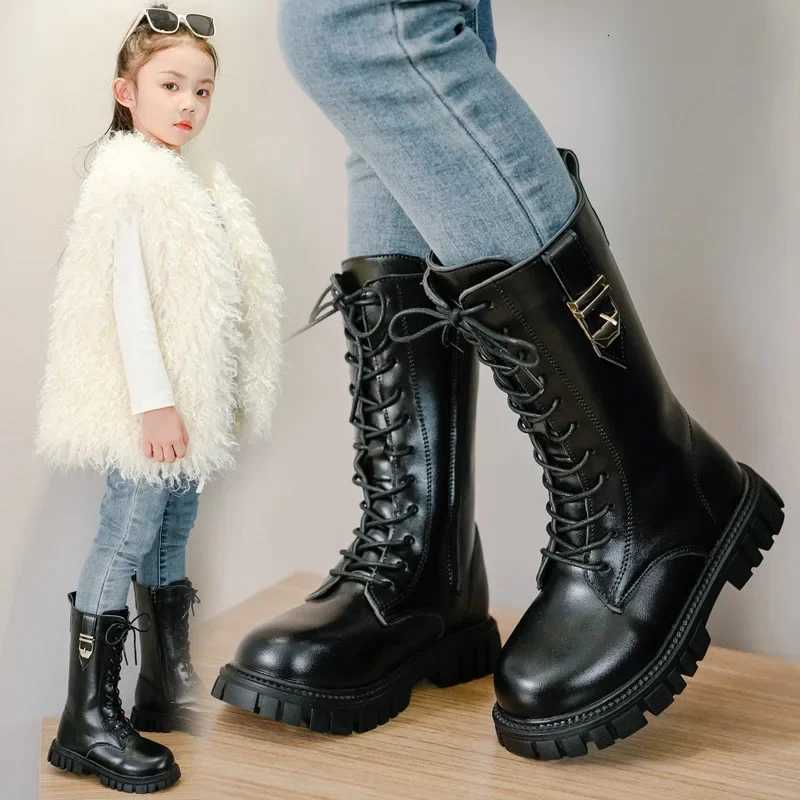 Zip Kids Knee High Non-Slip Plush Long Snow Boots for Girls High Leather Boots Winter Fashion Sports Boots Princess Shoes XJ250812