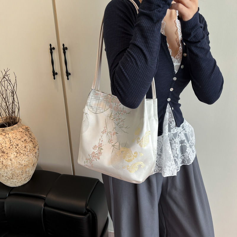 This Year s Trend National New Chinese Print Elegant Casual Simple Gentle Style Summer Large Capacity Shoulder Bag ddmymarket