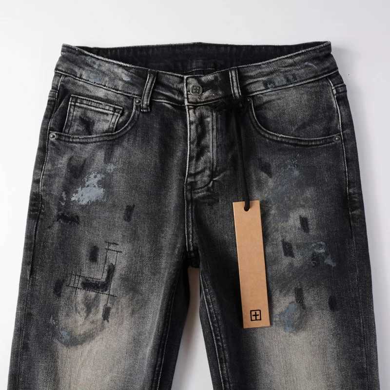 Designer Street Fashion Boutique Mens Scratch Retro Black Gray Ripped Jeans Elastic Tight Jeans Hip-Hop Brand High-Quality Pants X250812