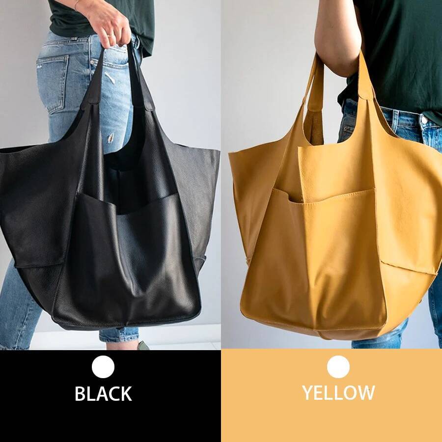 Casual Soft Large Capacity Tote Women Handbags Designer Aged Metal Look Pu Leather Shoulder Bag Retro Big Shopper Purses