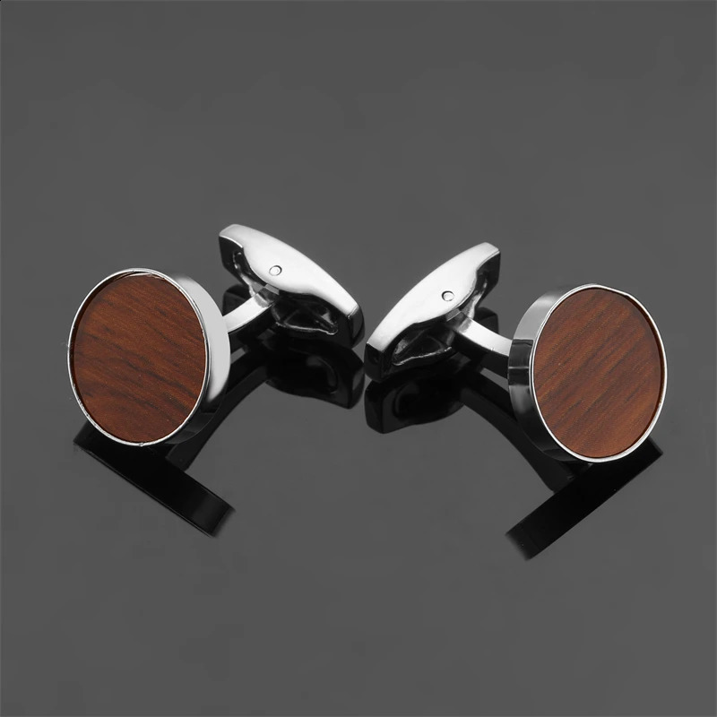 mens French shirt cufflinks Blue black round Shell Fiber Redwood Crystal cuff buttons suit accessories jewelry wholesale 250812