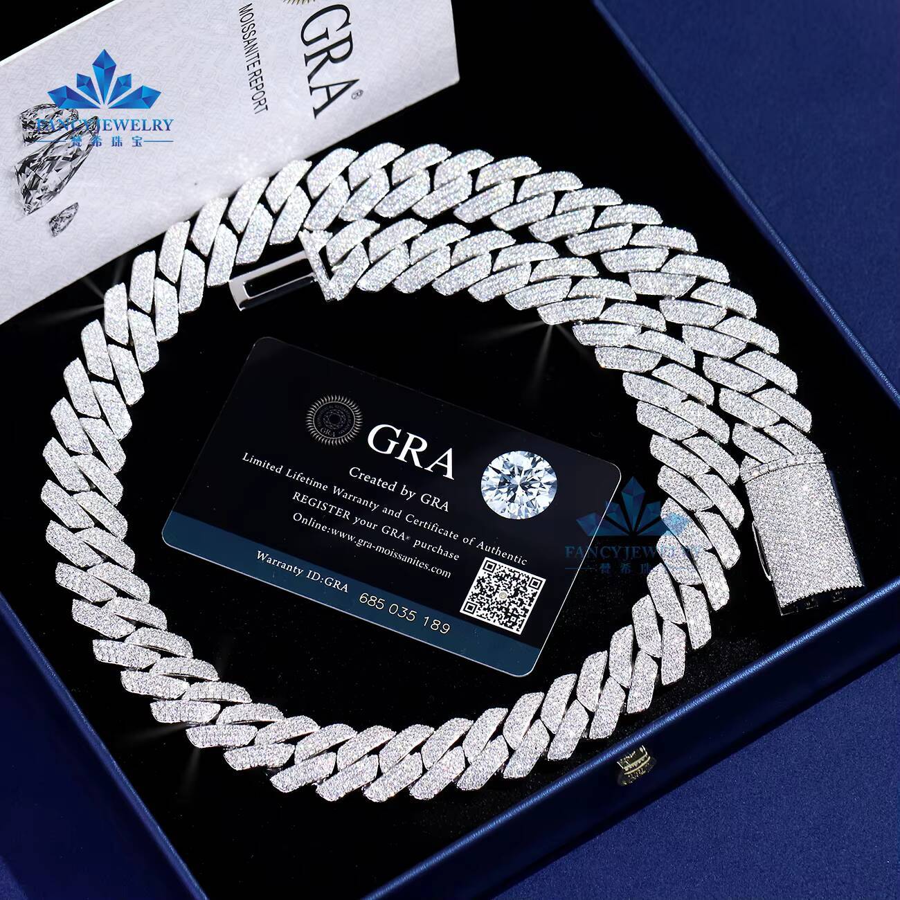 Fast Shipping Pass Tester Sier 8mm 10mm 12mm Two Rows Iced Out Hip Hop VVS Moissanite Dia Cuban Link Chain