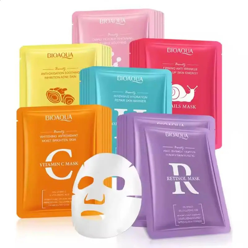 5/10pcs BIOAQUA Snail Hyaluronic Acid Retinol Face Mask skincare Moisturizing Hydrating Firming Facial Masks for Face Skin Care 250807
