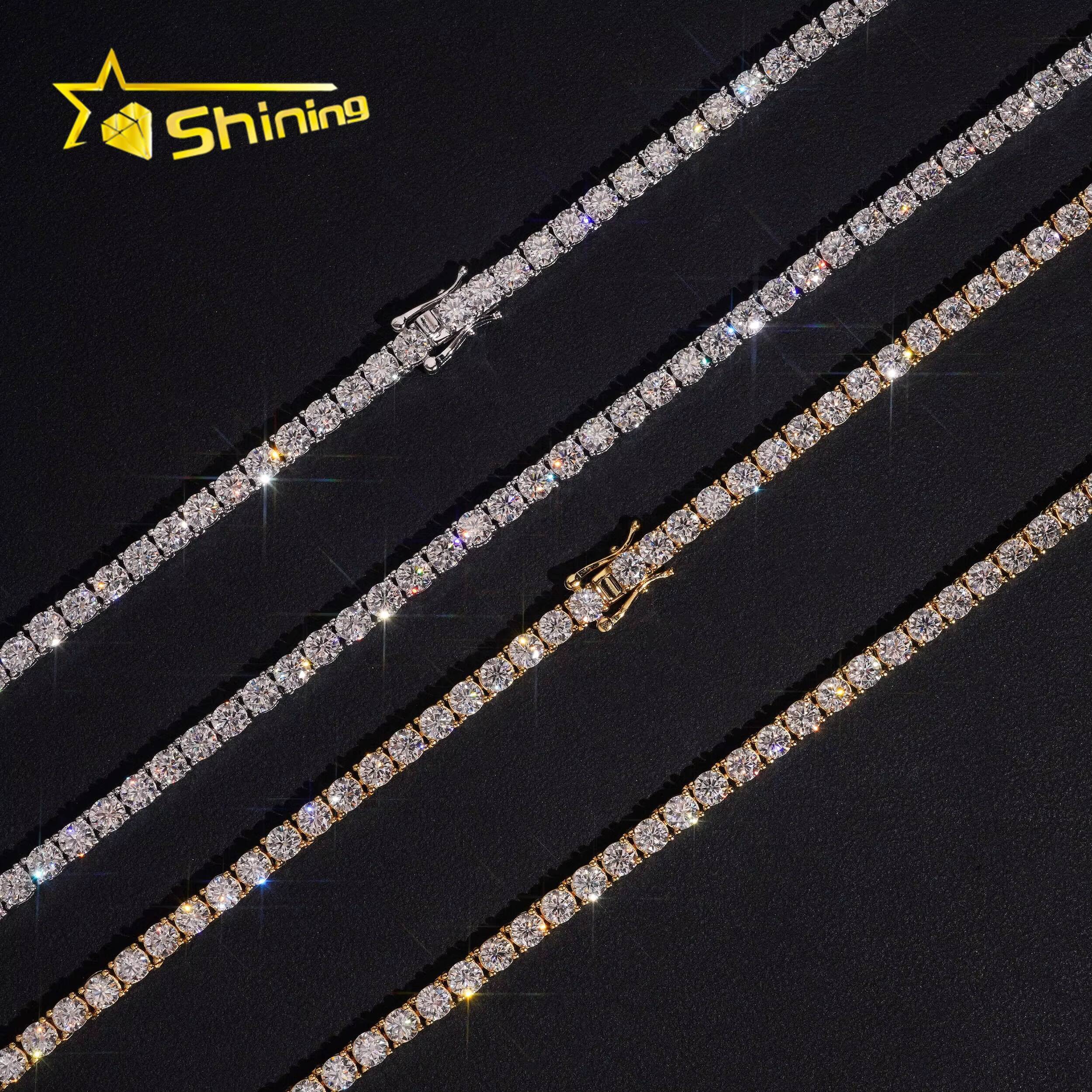 2025 Designer jewelry USA Warehouse Ready to Ship S925 Sterling Silver Iced Out Moissanite Diamond Vvs Tennis Chain Necklace Jewelry