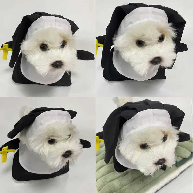 Pet Costume Set Three-Dimensional Modeling Nun Style Contrast Color Dress Up Cosplay Halloween Dog Transformation Clothes One Set XJ250813