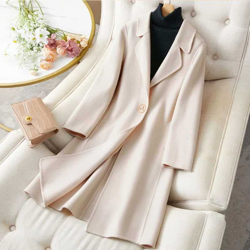 Double-Sided Cashmere Coat Women Mid-Length Slimming Womens Woolen Coat 2025 New Petite Lapel Womens Woolen Coat H485 Z250813
