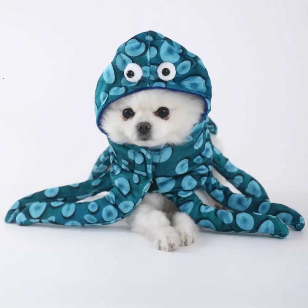 Creative Pet Transformation Outfit Blue Octopus Shape Halloween Pet Clothes Pet Costume Polyester Dog Cosplay Costume XJ250813