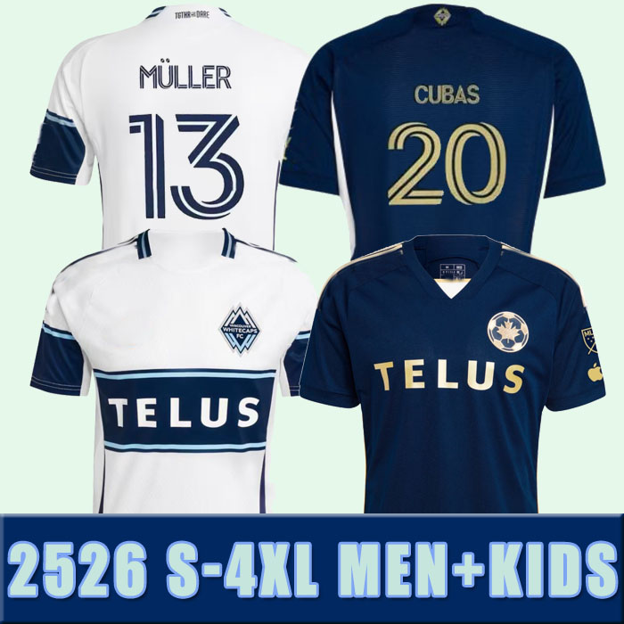 2025 2026 S-4XL Vancouver Whitecaps Soccer Jerseys MULLER Home Away Men Kids CUBAS Full Kits Fans Player Version 2024 2025 2026 Football Shirt