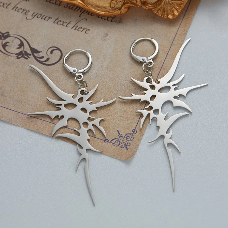 Fashion Trend Silver Color Irregular Spike Hanging Earrings for Men and Women Unique Hip Hop Rock Party Jewelry Accessories 250812