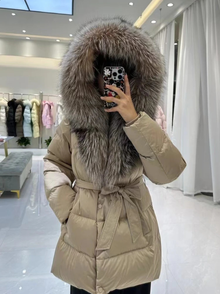 OFTBUY Winter 90% Duck Down Jacket Women Large Natural Silver Fox Fur Hooded Thick Warm Female Parkas Waterproof 250811