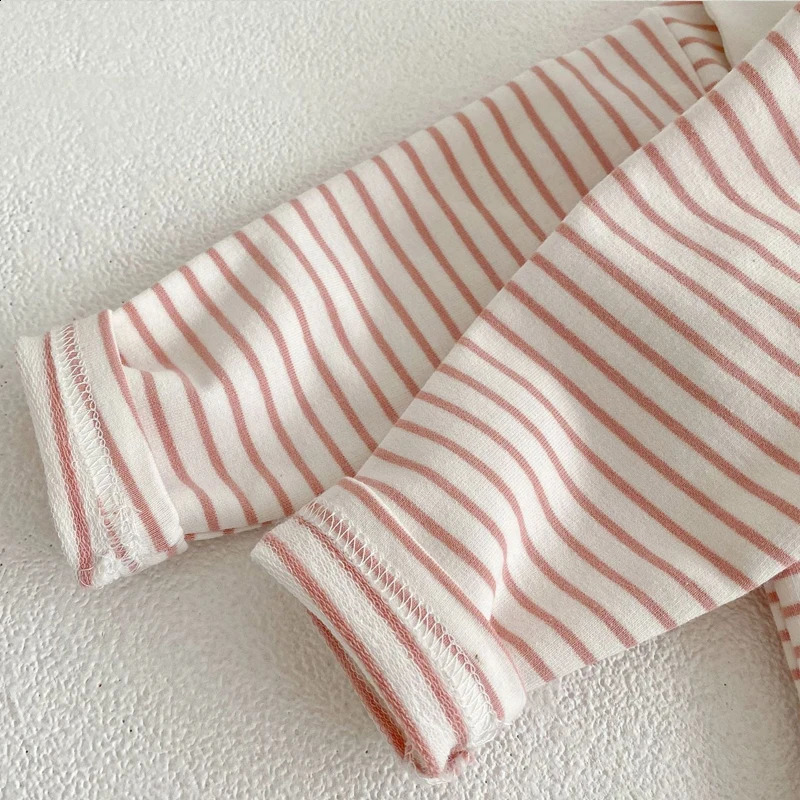 autumn baby clothing 03 year old girl bunny collar striped top Tshirt 250812