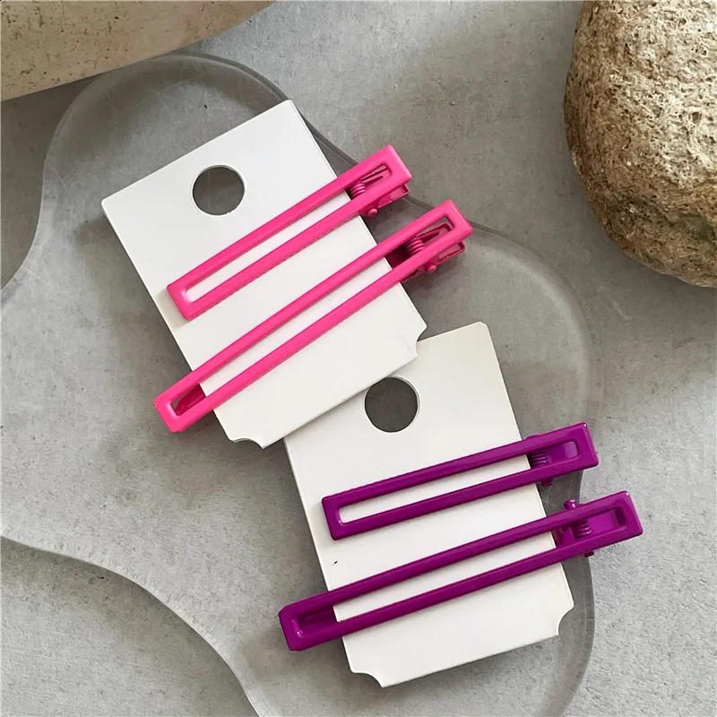 Fashion Neon Color Alloy Hair Clip Hollow Out Rectangle Barrette Solid Bright Color Hairpin Korean Side Hair Clip For Women Girl 250812