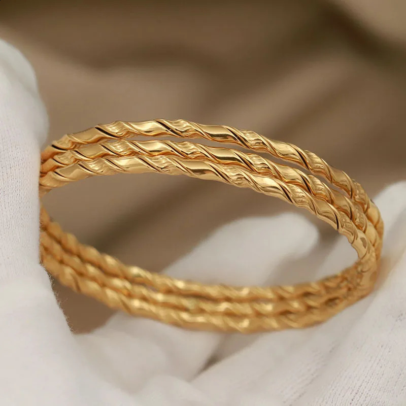 316L Classic Stainless Steel Twist Metal Multilayer Bracelet for Women Elegant Bangles Rust-proof Bangle Wrist Jewelry 250812