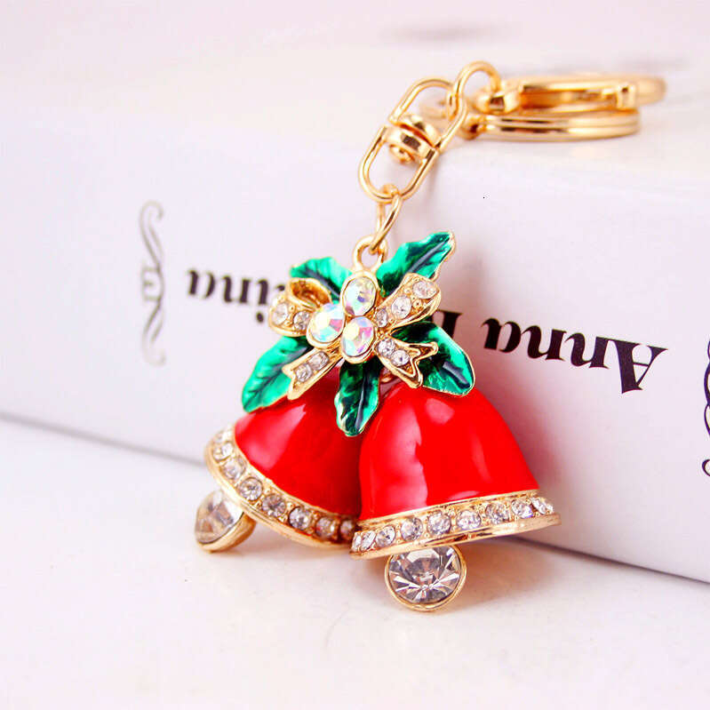 Kuxi Jewelry Alloy Christmas Tree Red Bell Santa Claus Keychain Metal Pendant Accessory