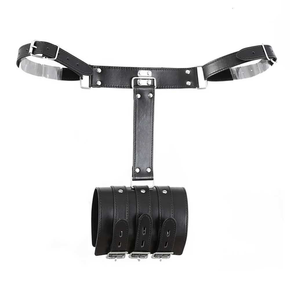 Bdsm Discipline Belt Full Body Leather Bondage Restraint Straps Hand Behind Back Bondage Arm Binder Glove Sleeves Sex Product W250813