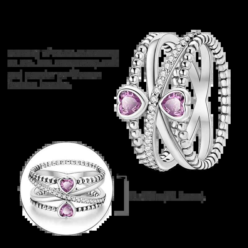 925 Sterling Silver Rings Sparking Purple White Pink Blue Zircon LOVE Wedding Ring Women Engagement Jewelry Anniversary Gifts W250812