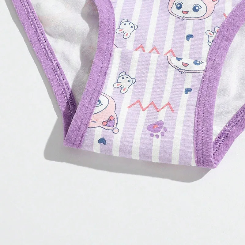 4Piece Premium Cotton Girl Panties Double Layer Bottom Children Underwear Comfort Daily Wear Girls Briefs Cute Cartoon Patterns 250812